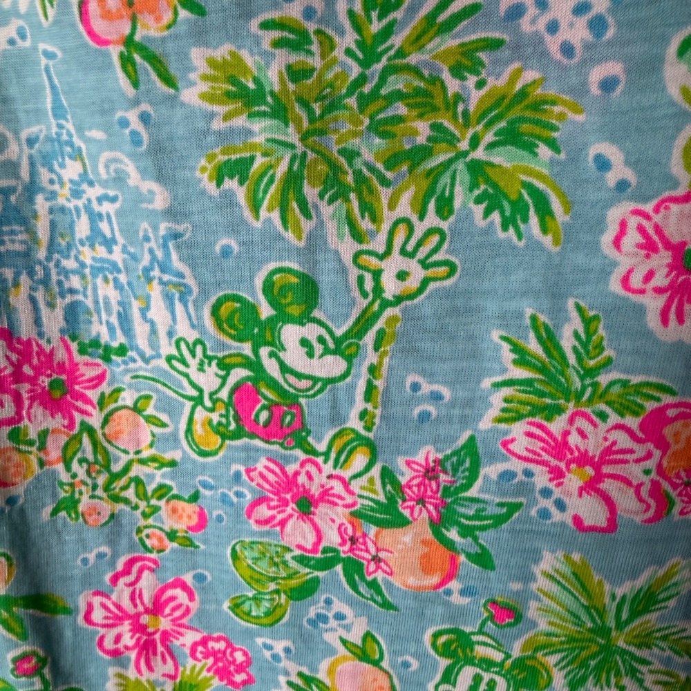 Disney Lilly Pulitzer Dress Womens Large Blue Floral Mickey Strappy Knit EUC - Picture 7 of 10